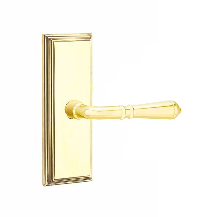Emtek  Door Handle - Turino Lever 7" Wilshire Sideplate - Classic Brass