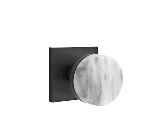 Emtek Select Door Knobs- Conical  White Marble Knob - Square Rosette