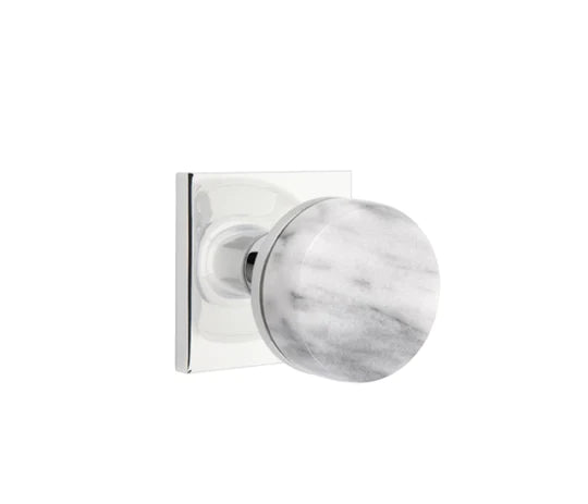Emtek Select Door Knobs- Conical  White Marble Knob - Square Rosette