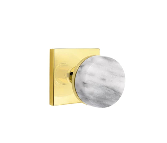 Emtek Select Door Knobs- Conical  White Marble Knob - Square Rosette