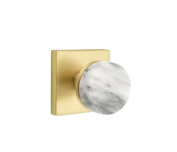 Emtek Select Door Knobs- Conical  White Marble Knob - Square Rosette