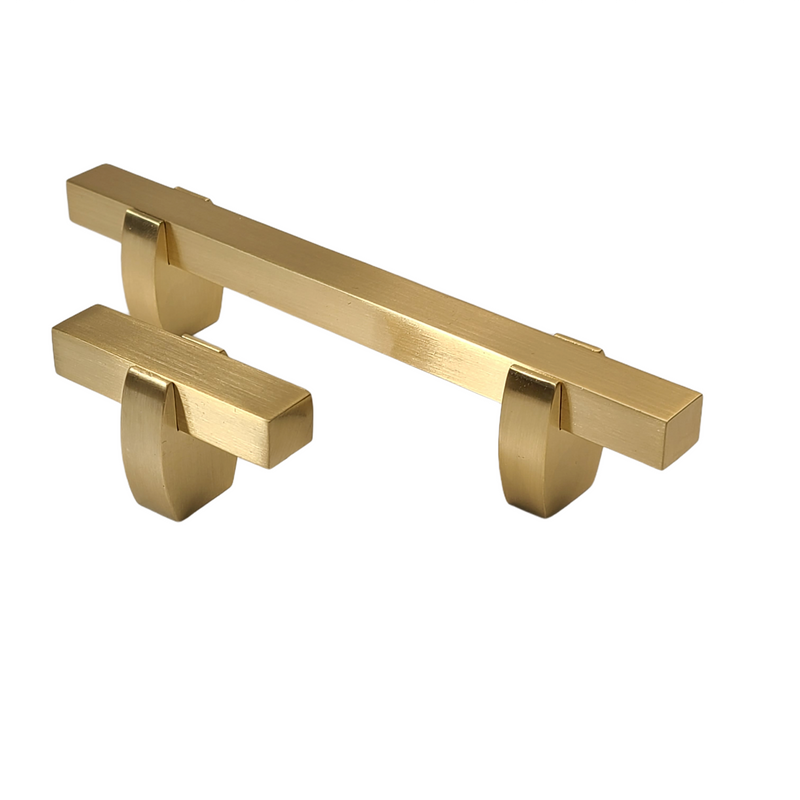 Wide Two Tone Curvy Legged Handle - Brushed Gold Base 765