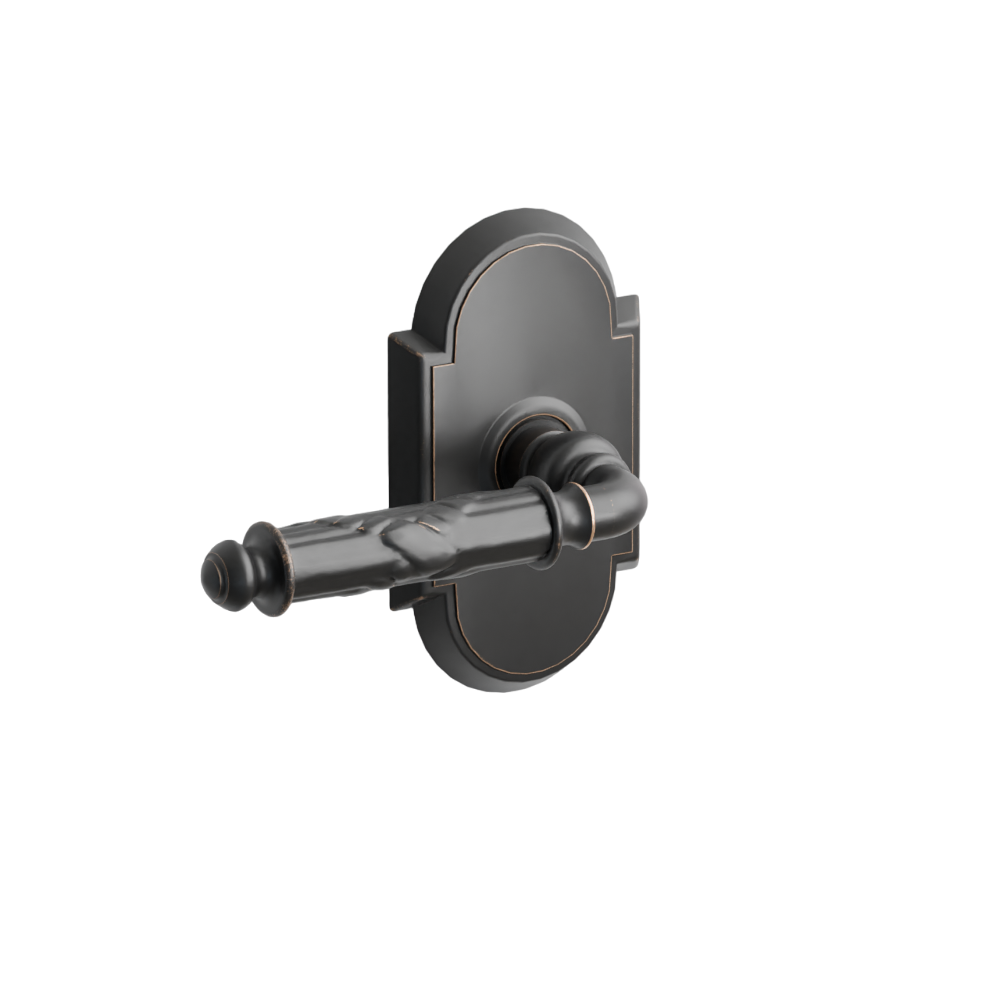 Emtek Door Handle - Ribbon & Reed Lever #8 Rosette - Designer Brass