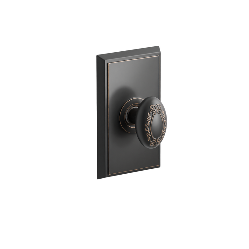 Emtek  Door Handle - Victoria Knob Rectangular Rosette - Designer Brass