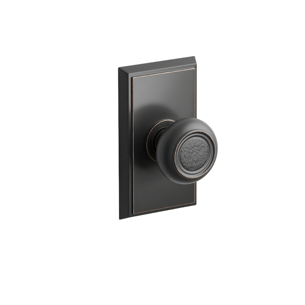 Emtek  Door Handle - Belmont Knob Rectangular Rosette - Designer Brass