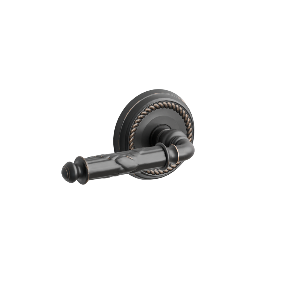 Emtek Door Handle - Ribbon & Reed Lever Rope  Rosette - Designer Brass