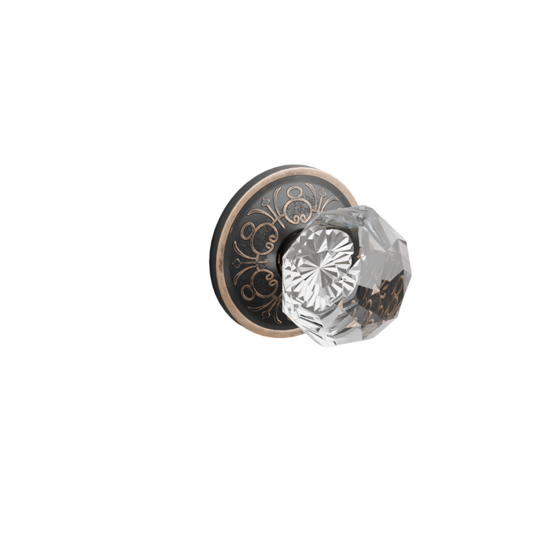 Emtek Door Handle - Diamond Knob Lancaster  Rosette - Glass