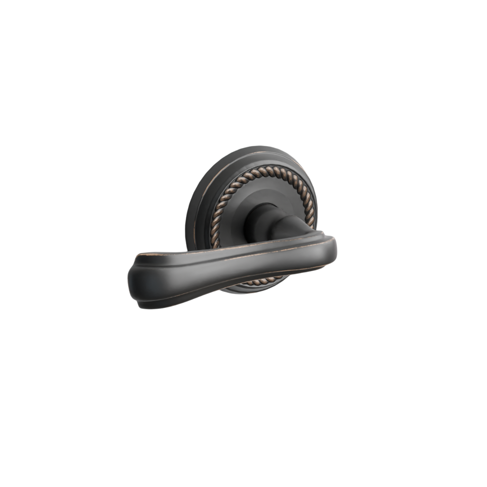 Emtek Door Handle - Wembley  Lever Rope  Rosette - Designer Brass