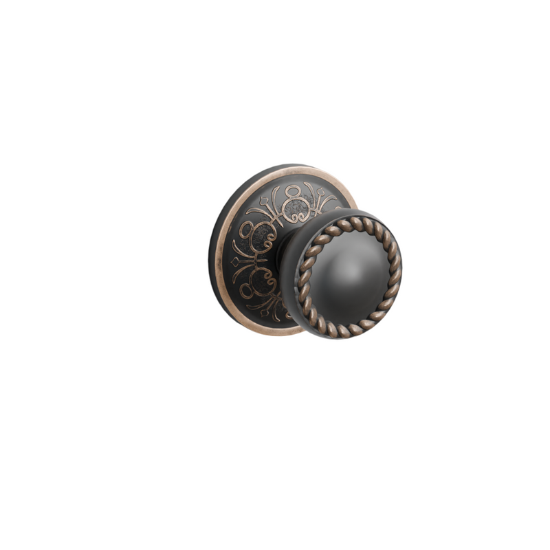 Emtek Door Handle - Rope Knob Lancaster  Rosette - Designer Brass