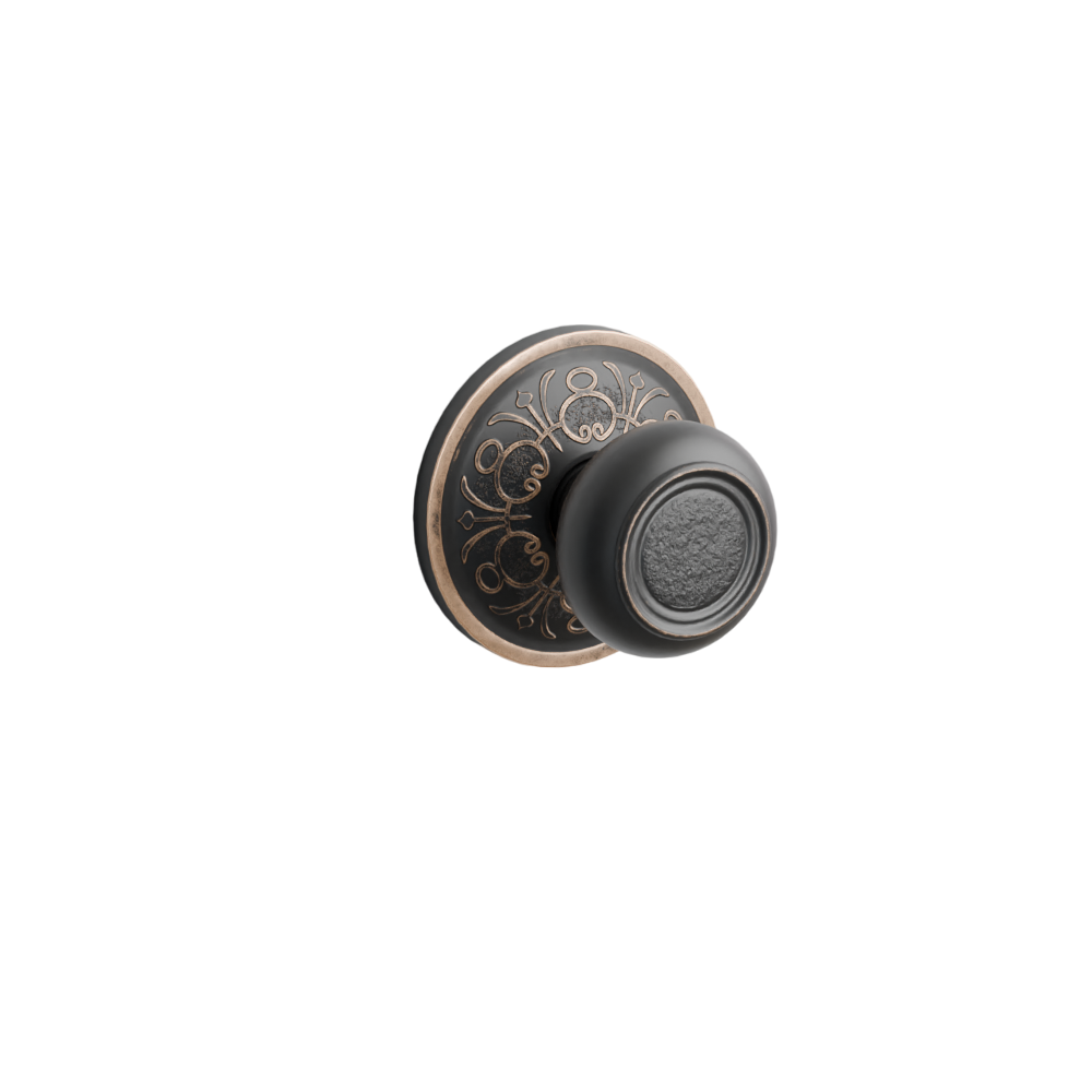 Emtek Door Handle - Belmont Knob Lancaster  Rosette - Designer Brass