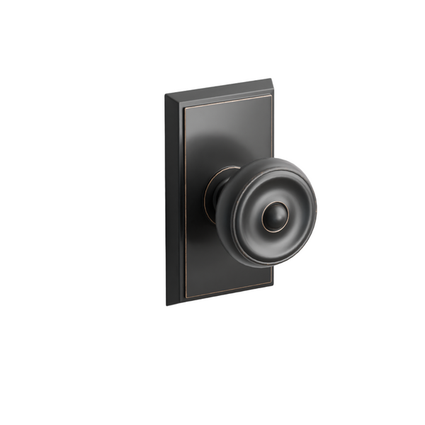 Emtek  Door Handle - Waverly Knob Rectangular Rosette - Classic Brass