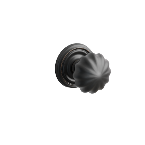 Emtek Door Handle - Melon Knob Regular Rosette - Classic Brass