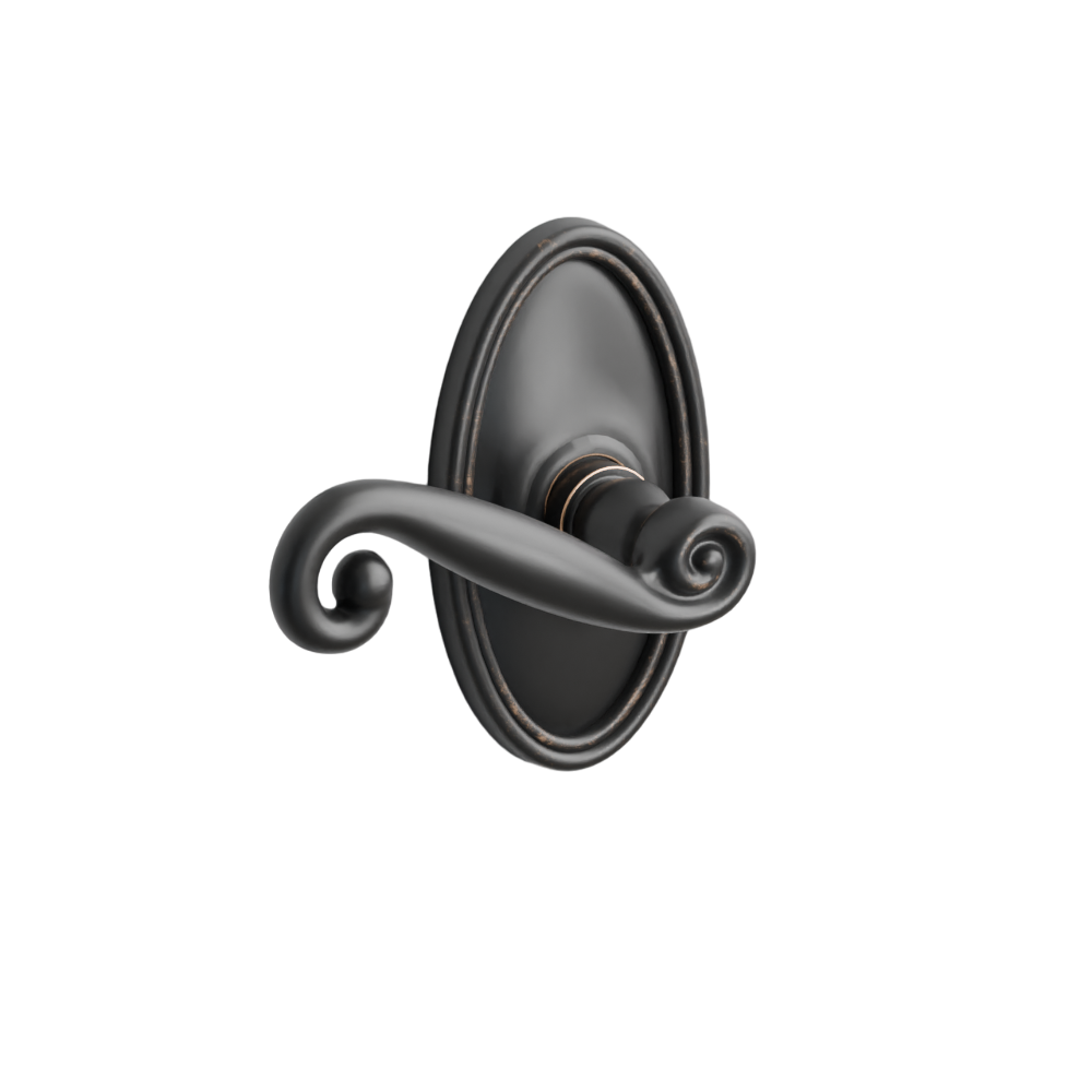 Emtek Door Handle - Rustic  Lever Oval Rosette - Designer Brass