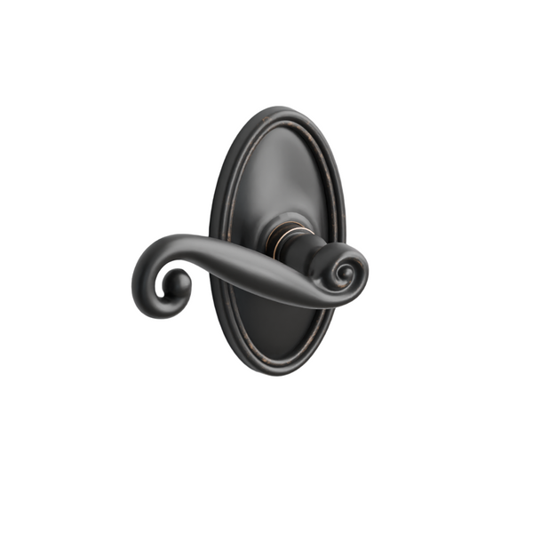 Emtek Door Handle - Rustic  Lever Oval Rosette - Designer Brass