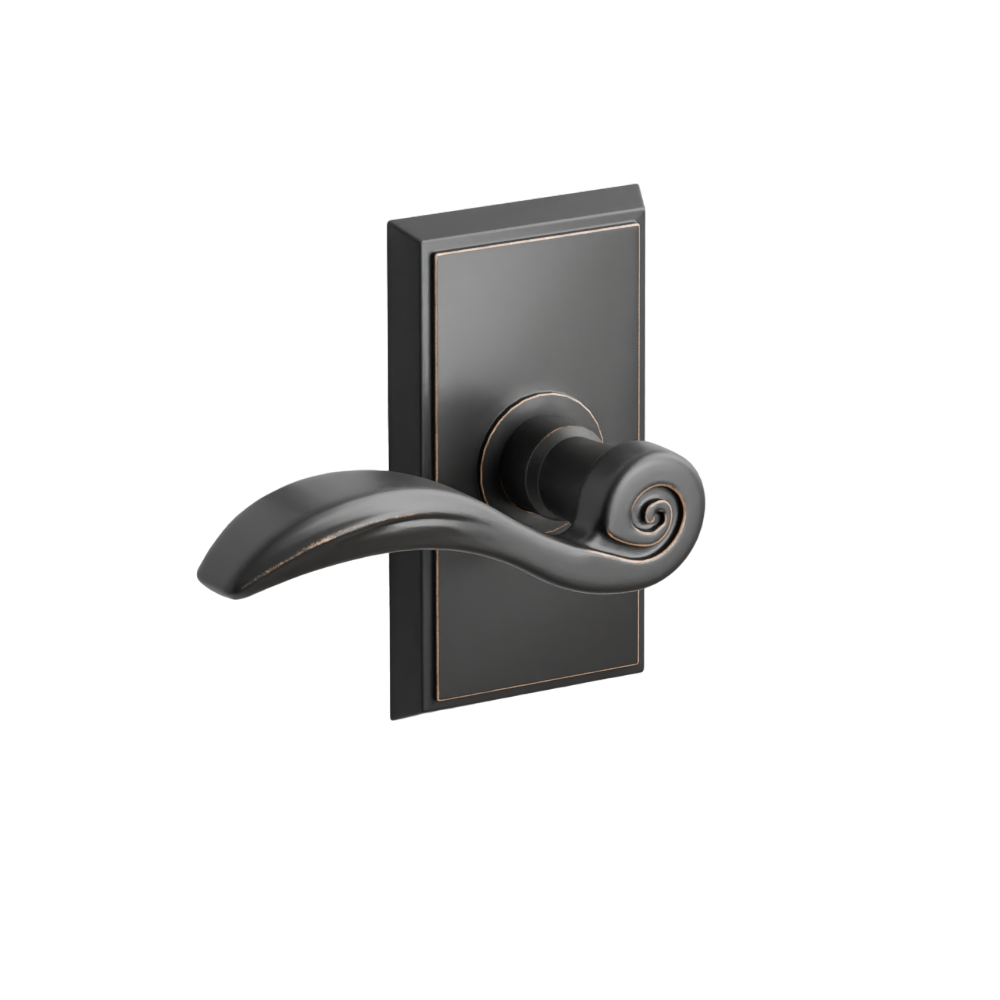 Emtek  Door Handle - Elan Lever Rectangular Rosette - Designer Brass