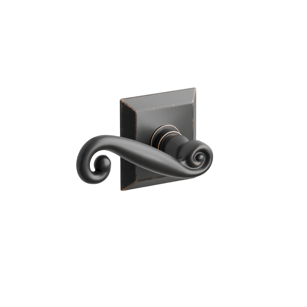 Emtek  Door Handle - Rustic Lever Quincy Rosette - Designer Brass