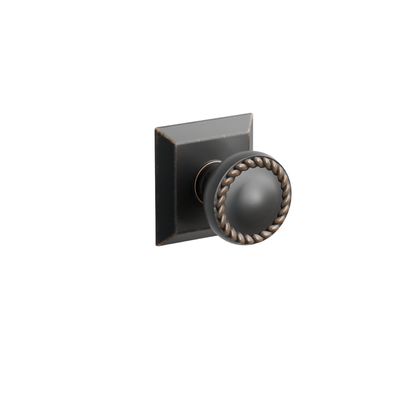 Emtek  Door Handle -  Rope Knob Quincy Rosette - Designer Brass