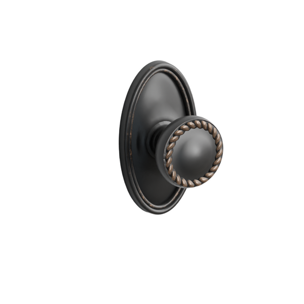 Emtek Door Handle - Rope Knob Oval Rosette - Designer Brass