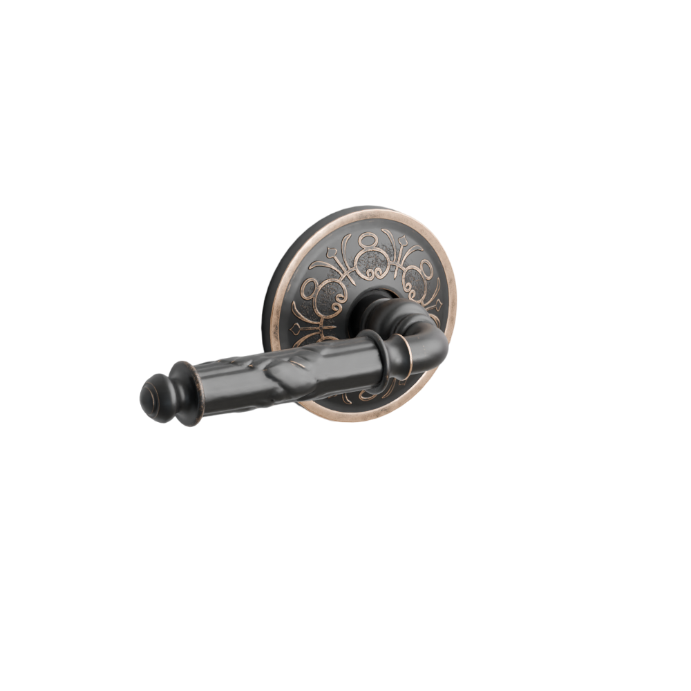 Emtek Door Handle - Ribbon & Reed Lever Lancaster  Rosette - Designer Brass