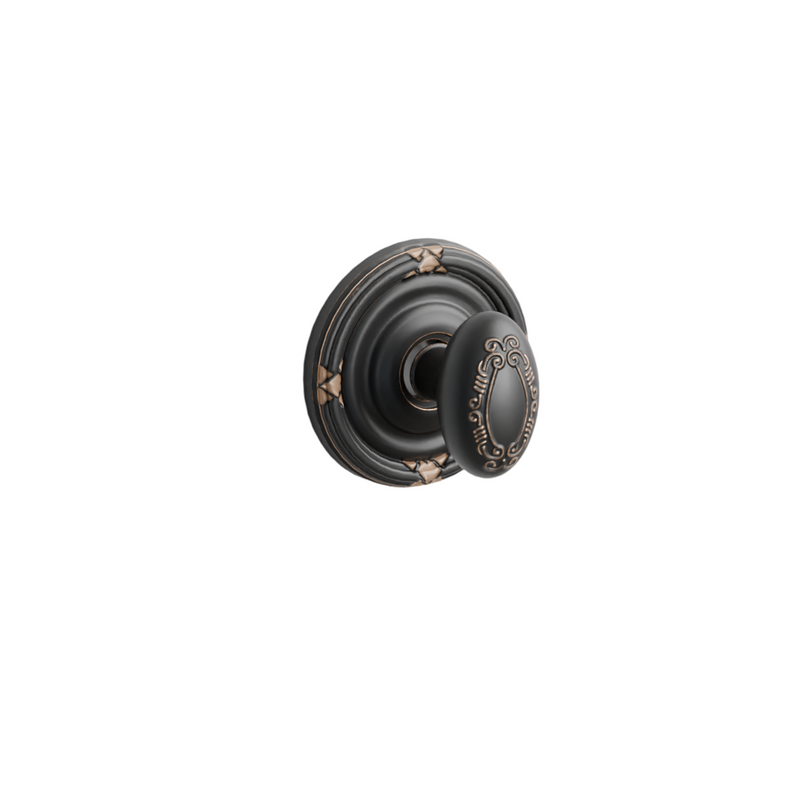 Emtek Door Handle - Victoria Knob Ribbon & Reed Rosette - Designer Brass