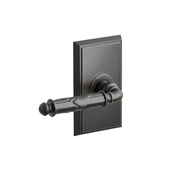 Emtek  Door Handle - Ribbon & Reed Lever Rectangular Rosette - Designer Brass