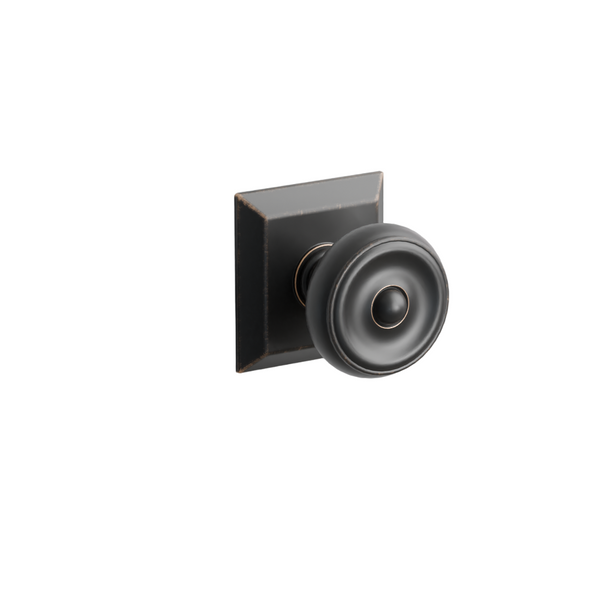 Emtek  Door Handle - Waverly Knob Quincy Rosette - Classic Brass