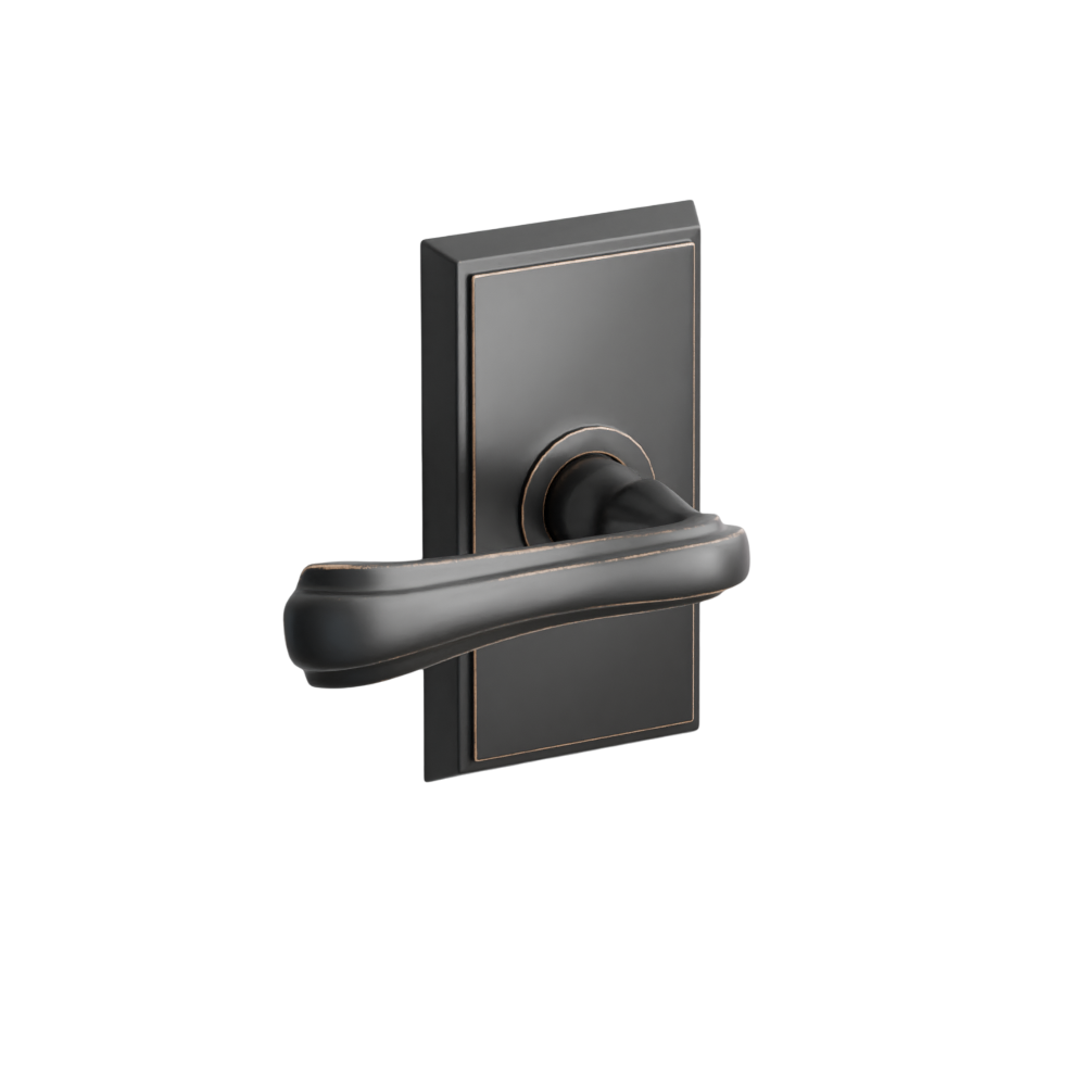 Emtek  Door Handle - Wembley  Lever Rectangular Rosette - Designer Brass