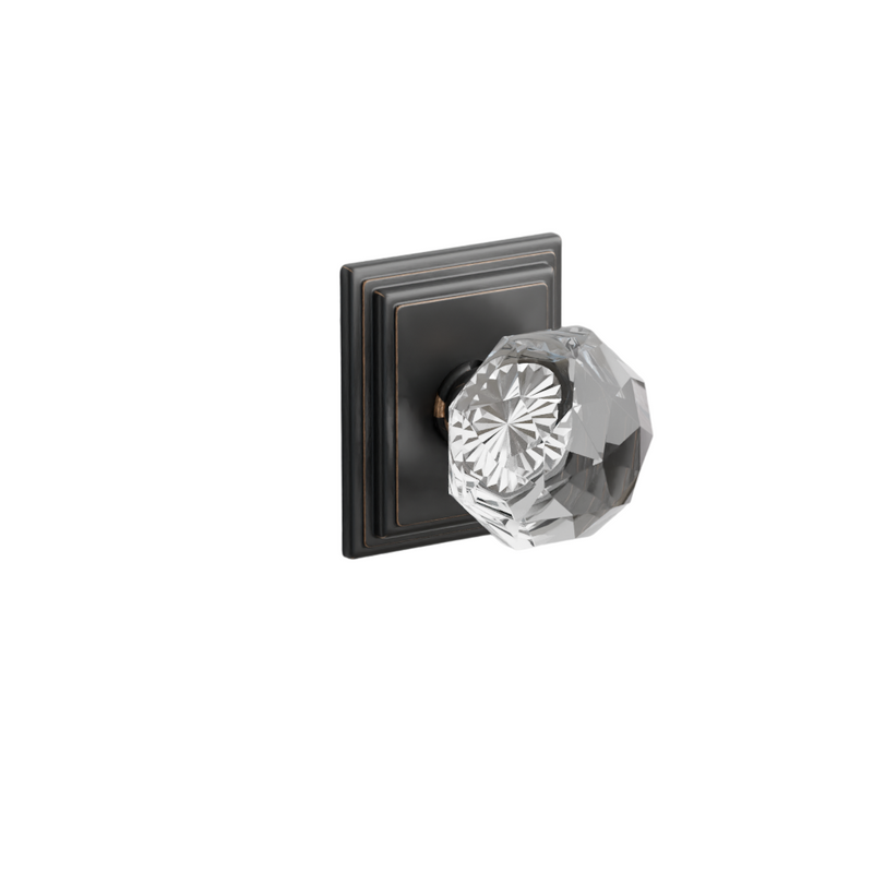 Emtek  Door Handle - Diamond Knob Wilshire Rosette - Glass