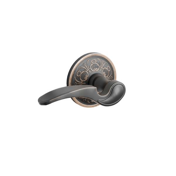 Emtek Door Handle - Coventry Lever Lancaster  Rosette - Designer Brass