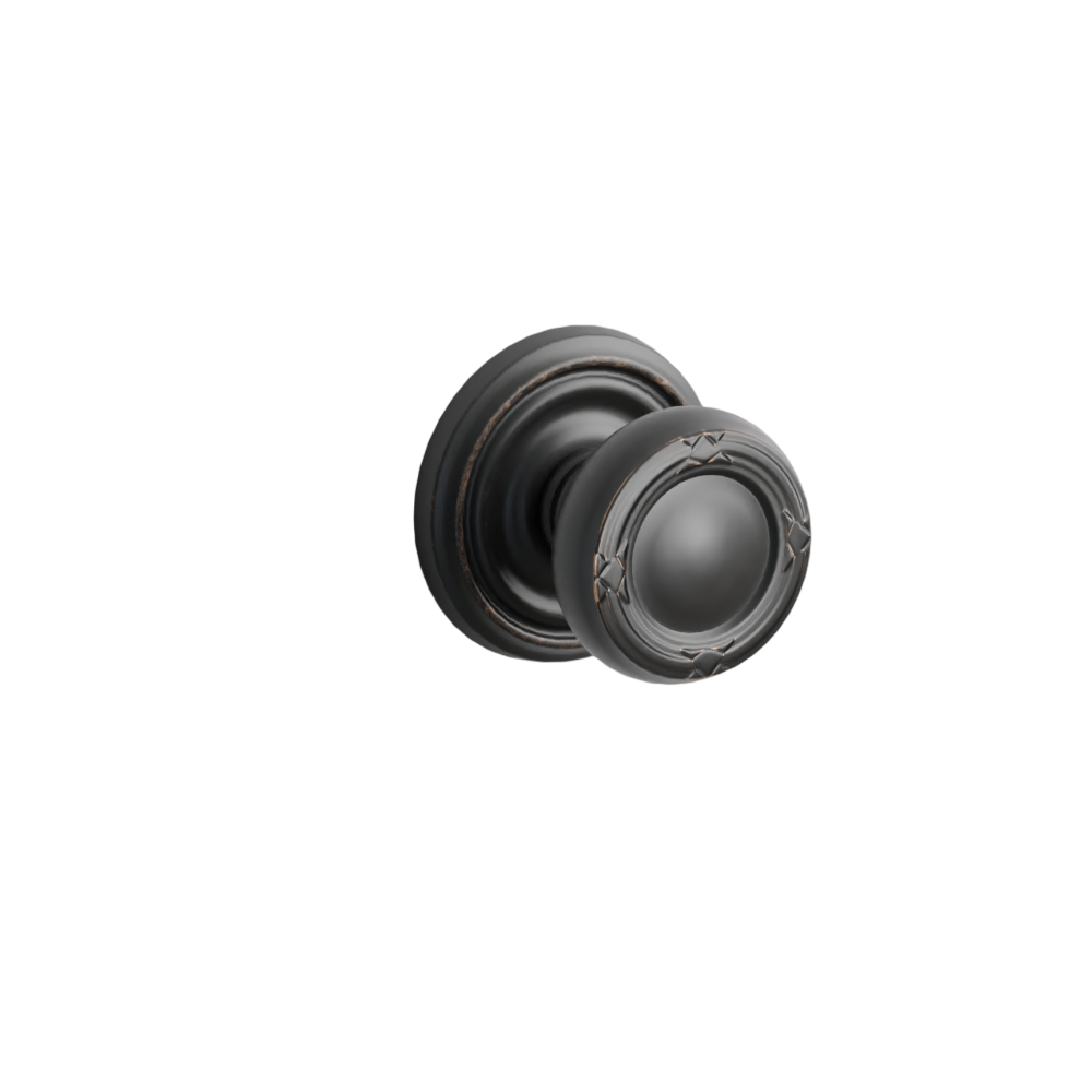 Emtek Door Handle - Ribbon & Reed  Knob Regular Rosette - Designer Brass