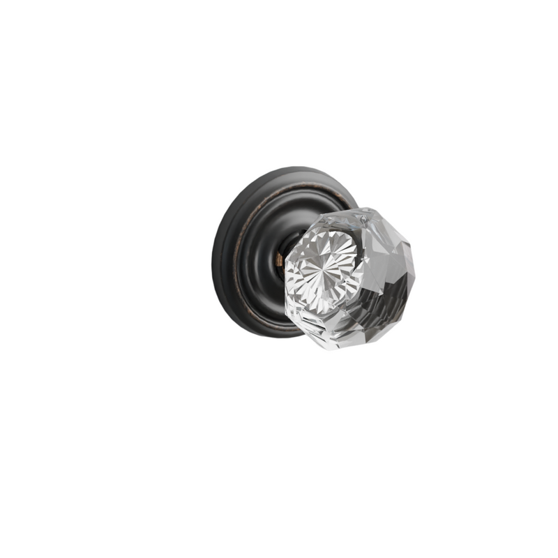 Emtek Door Handle - Diamond Knob Regular Rosette - Glass