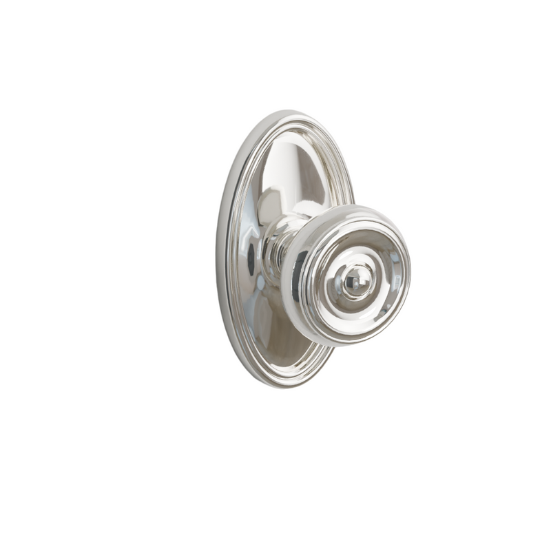 Emtek Door Handle - Waverly Knob Oval Rosette - Classic Brass