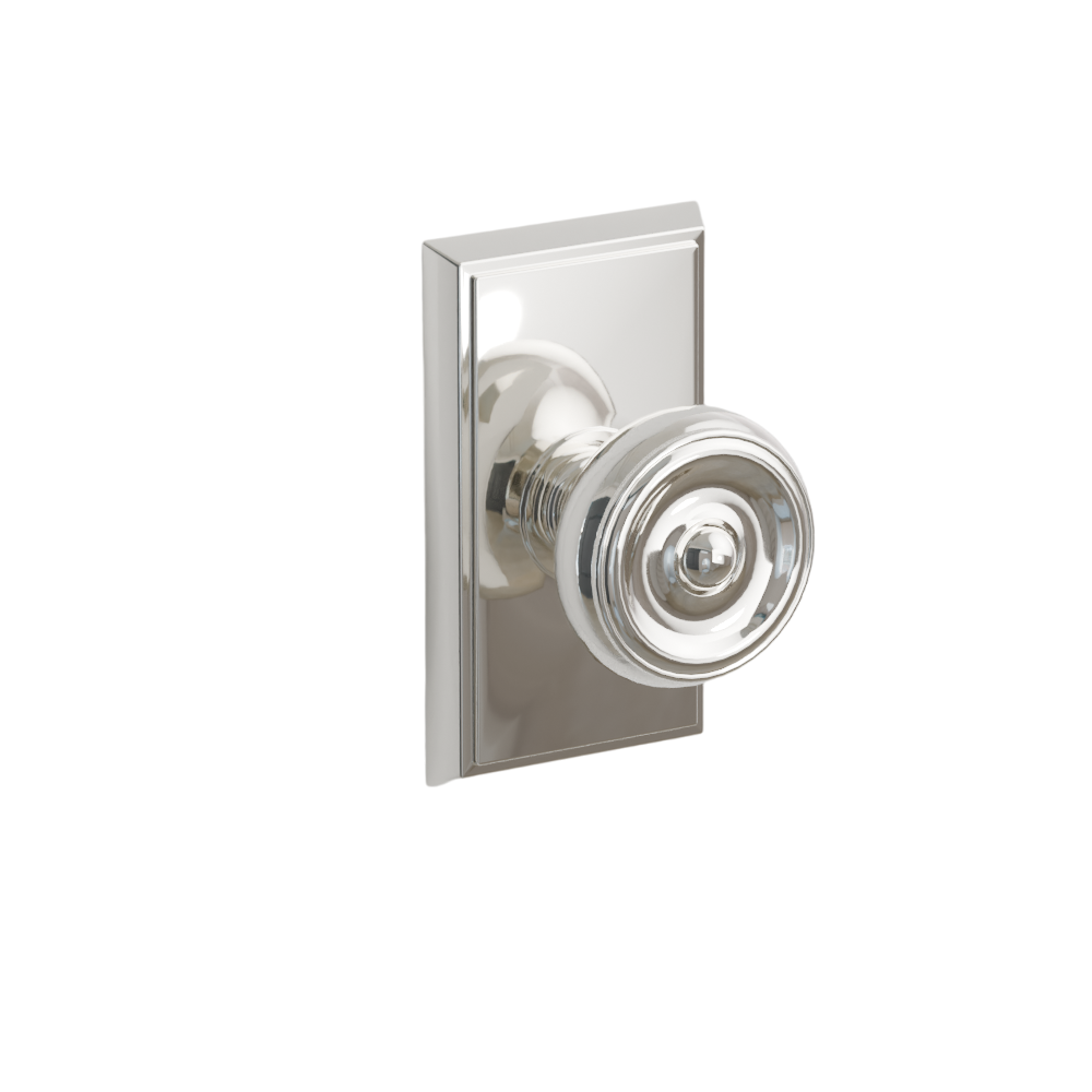 Emtek  Door Handle - Waverly Knob Rectangular Rosette - Classic Brass