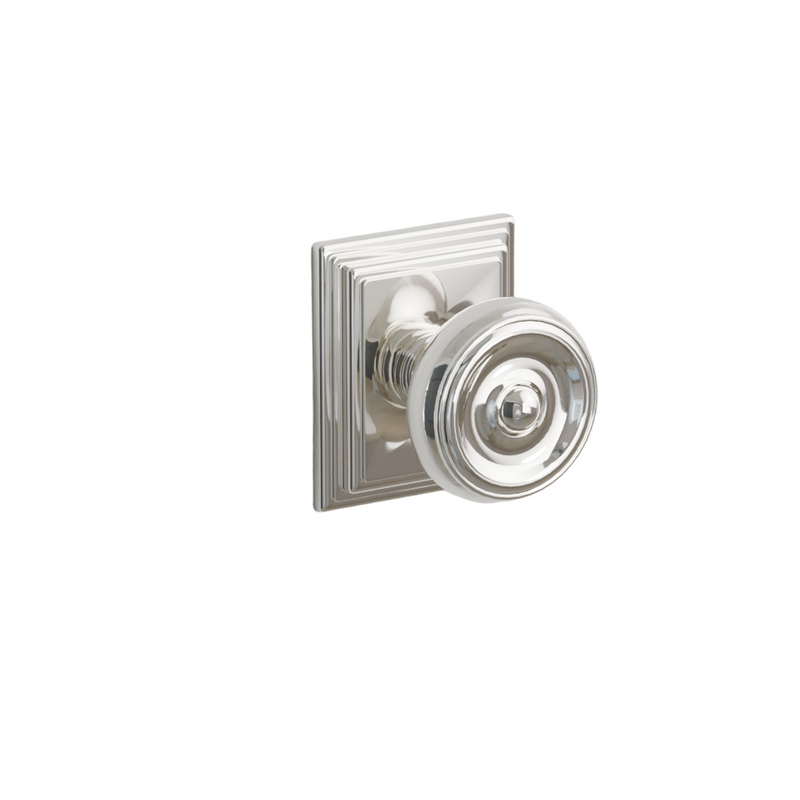 Emtek  Door Handle - Waverly Knob Wilshire Rosette - Classic Brass