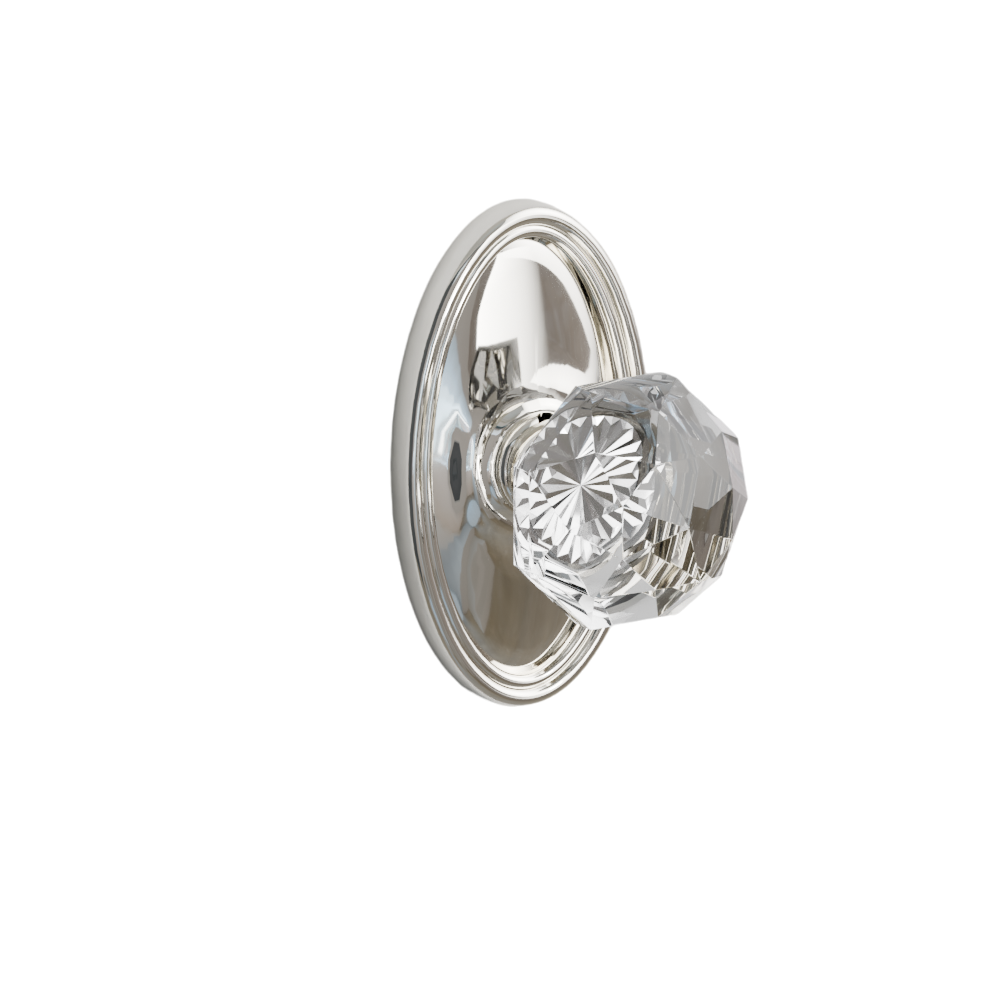 Emtek Door Handle - Diamond Knob Oval  Rosette - Glass