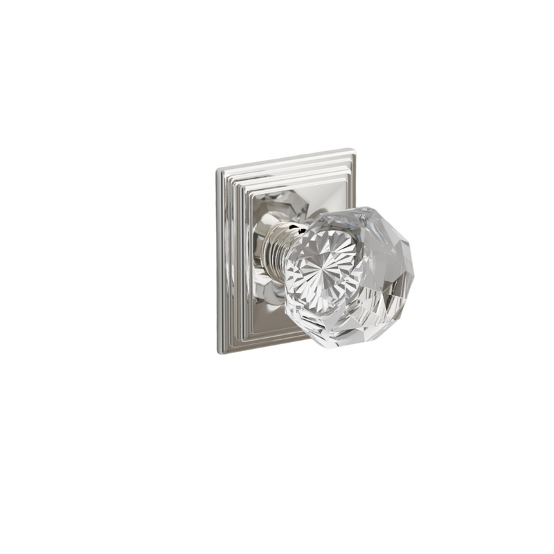 Emtek  Door Handle - Diamond Knob Wilshire Rosette - Glass