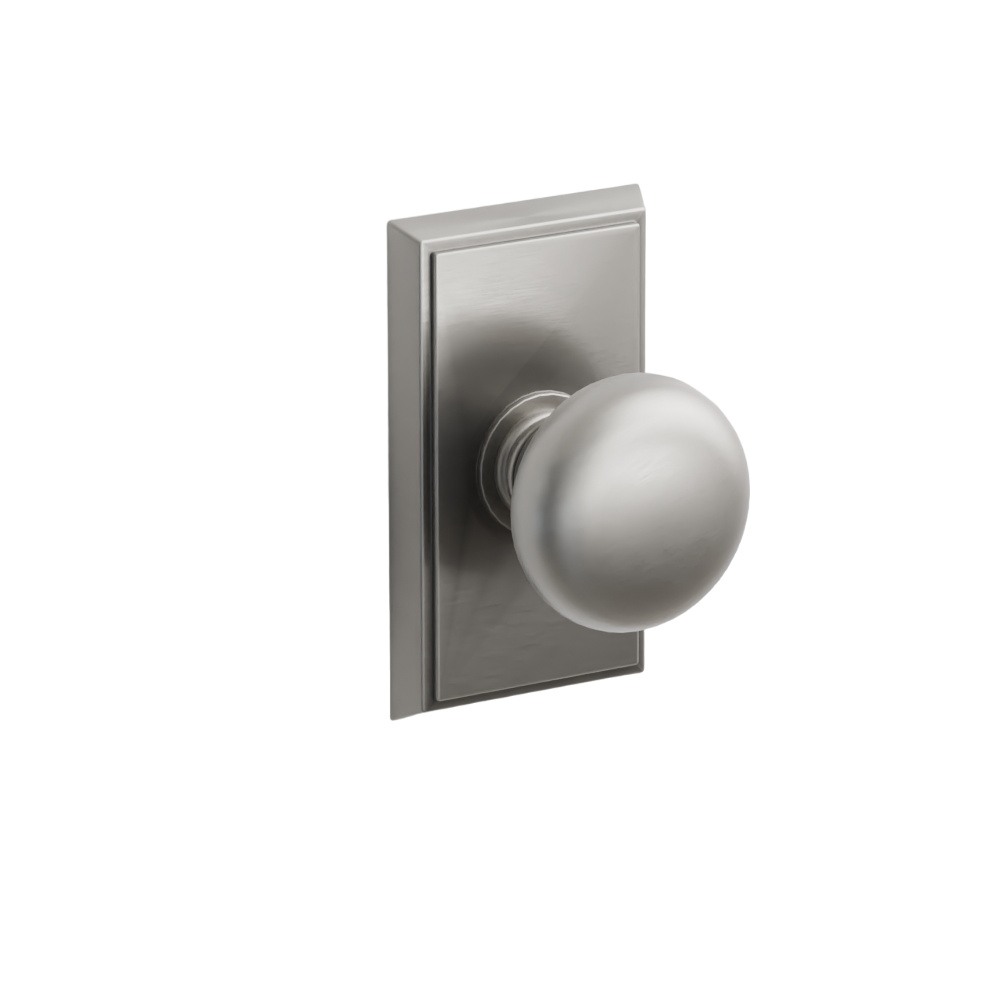Emtek  Door Handle - Providence  Knob Rectangular Rosette - Classic Brass