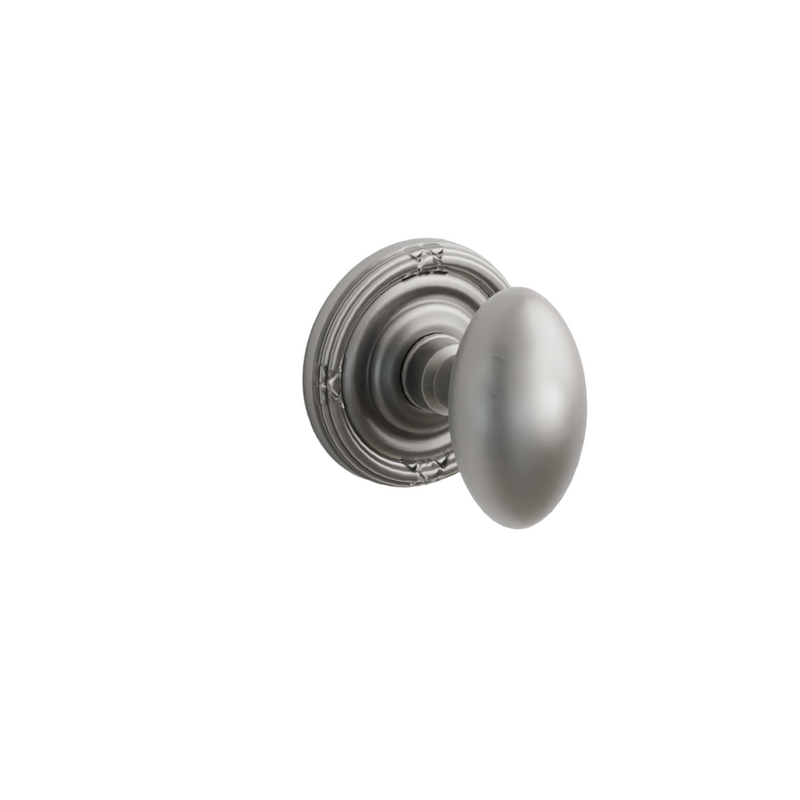 Emtek Door Handle - Egg Knob Ribbon & Reed Rosette - Classic Brass