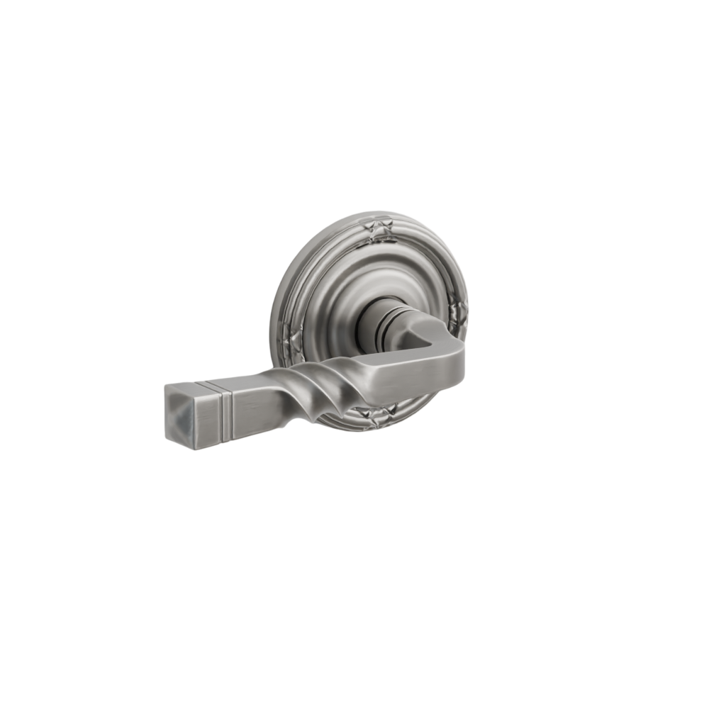 Emtek Door Handle - Santa Fe Lever Ribbon & Reed Rosette - Designer Brass