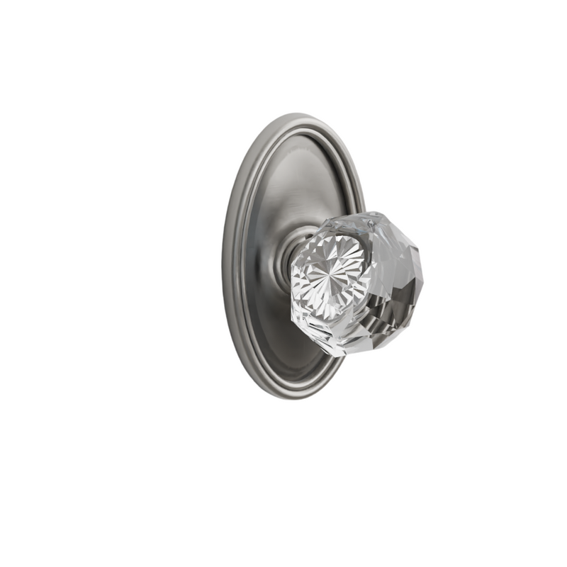 Emtek Door Handle - Diamond Knob Oval  Rosette - Glass