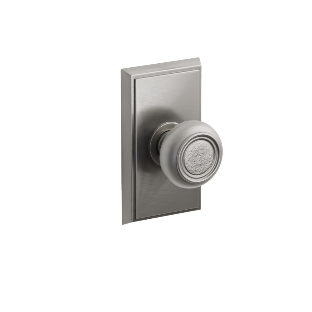 Emtek  Door Handle - Belmont Knob Rectangular Rosette - Designer Brass