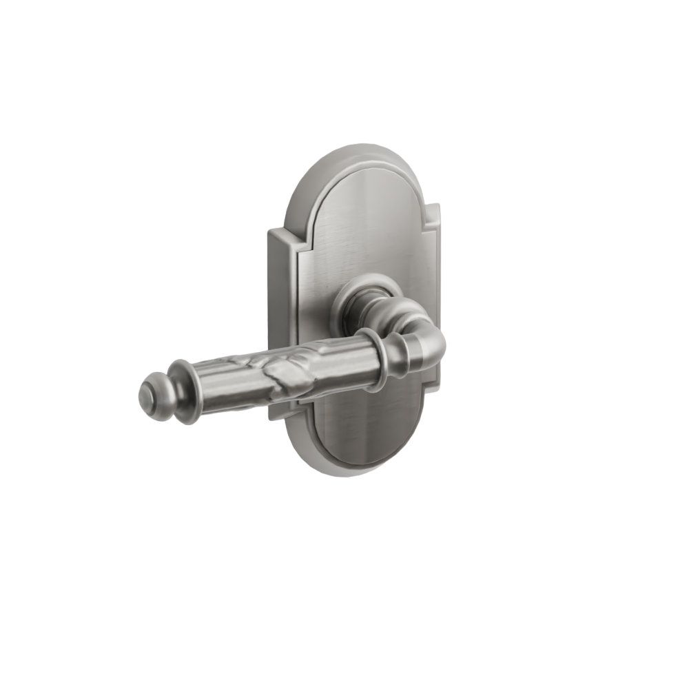 Emtek Door Handle - Ribbon & Reed Lever #8 Rosette - Designer Brass