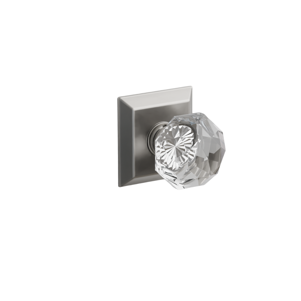 Emtek  Door Handle -  Diamond Knob Quincy Rosette - Glass