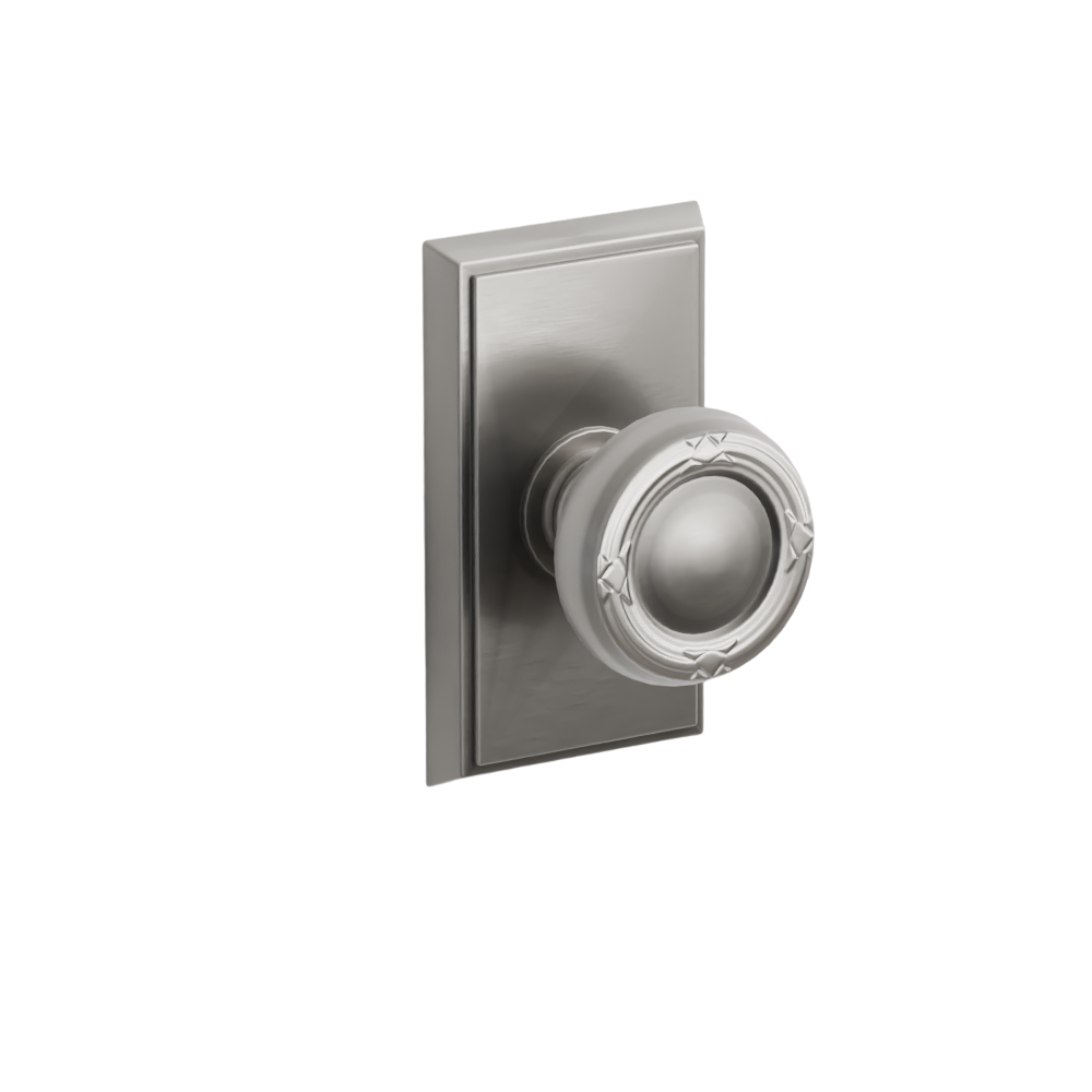 Emtek  Door Handle - Ribbon & Reed Knob Rectangular Rosette - Designer Brass