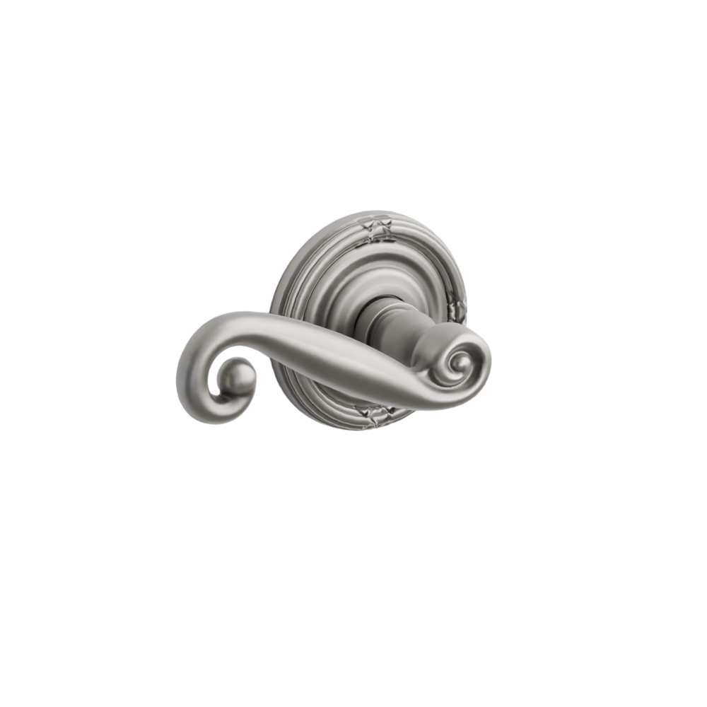 Emtek Door Handle - Rustic Lever Ribbon & Reed Rosette - Designer Brass