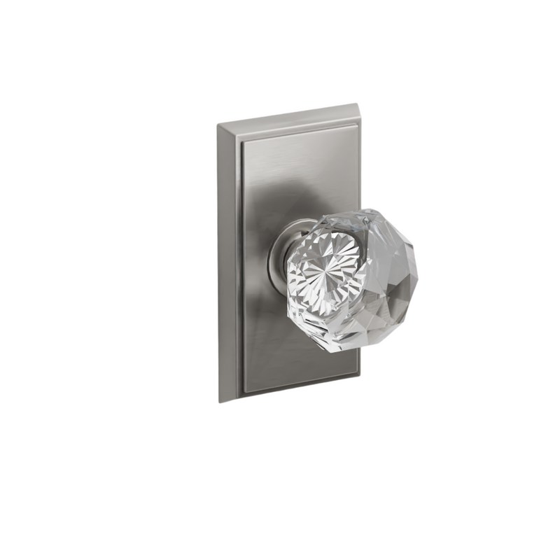 Emtek  Door Handle - Diamond Knob Rectangular Rosette - Glass