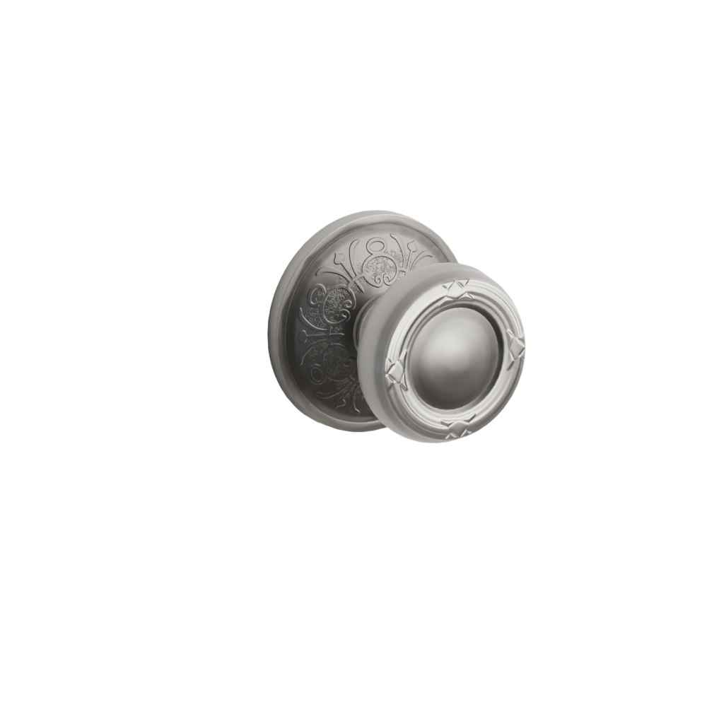 Emtek Door Handle - Ribbon & Reed Knob Lancaster  Rosette - Designer Brass