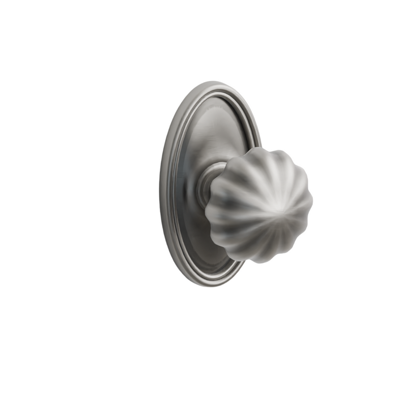 Emtek Door Handle -Melon Knob Oval Rosette - Classic Brass