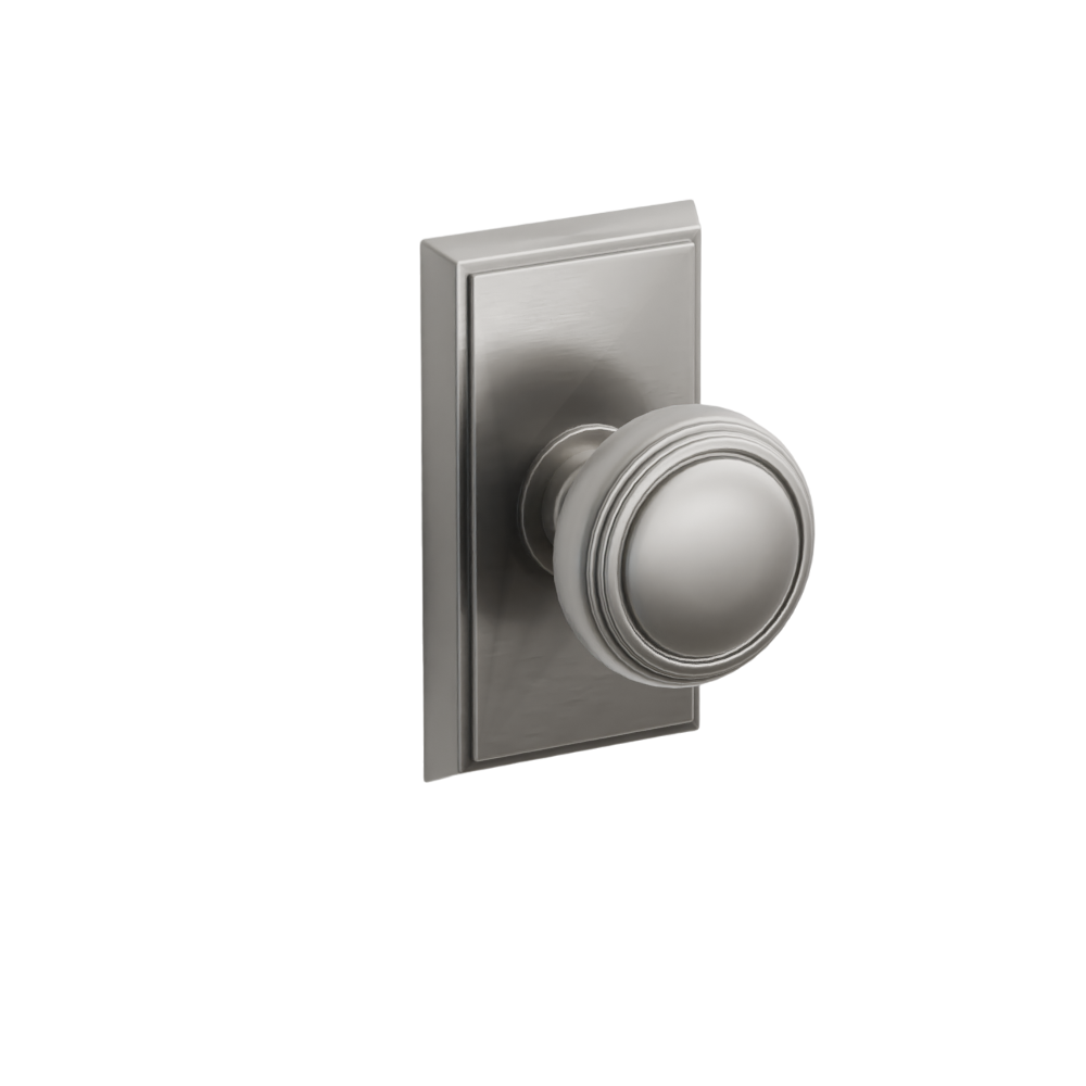 Emtek  Door Handle - Norwich Knob Rectangular Rosette - Classic Brass