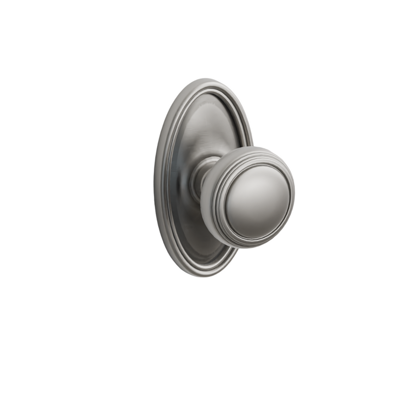 Emtek Door Handle - Norwich  Knob Oval Rosette - Classic Brass